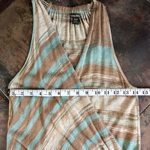 Tommy Bahama Women's Brown Blue Striped Sparkling Surplice Dress Maxi Medium - Picture 5 of 11